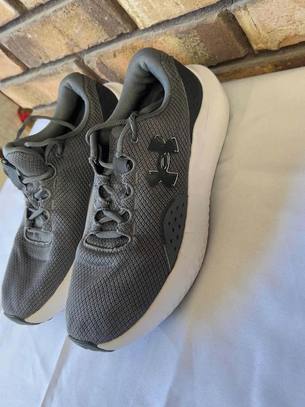 Under Armour Gray Mesh Athletic Sneakers with White Soles